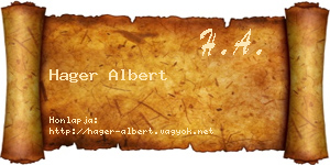 Hager Albert névjegykártya