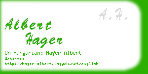 albert hager business card